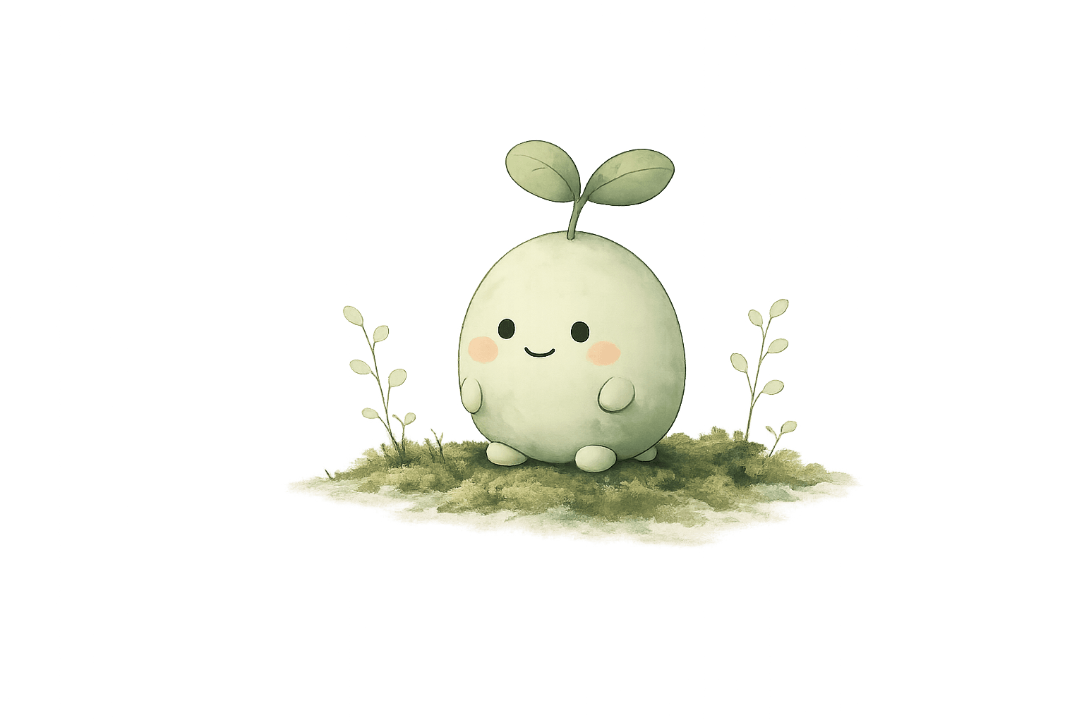 Sprig, a sage-green growth companion with two leaves